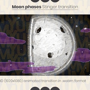 Animated Twitch stinger Scene transition for your Streams ・ Moon phases ・ Black and white ・ Halloween aesthetic