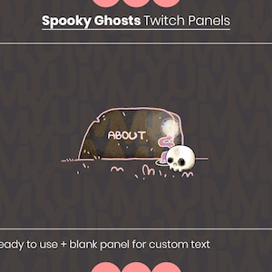 Paneles de contracción de lápidas de fantasmas espeluznantes ・ Estilo crayón espeluznante y lindo ・ Negro y rosa ・ Transmisión de Twitch y OBS ・