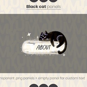 Black Cat-twitchpanelen ・ mystic schattige slapende zwarte kat ・ Zwart-wit ・ Twitch- en OBS-streaming ・
