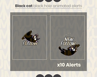 10 Spooky Black Cat into Black Hole Twitch Alerts