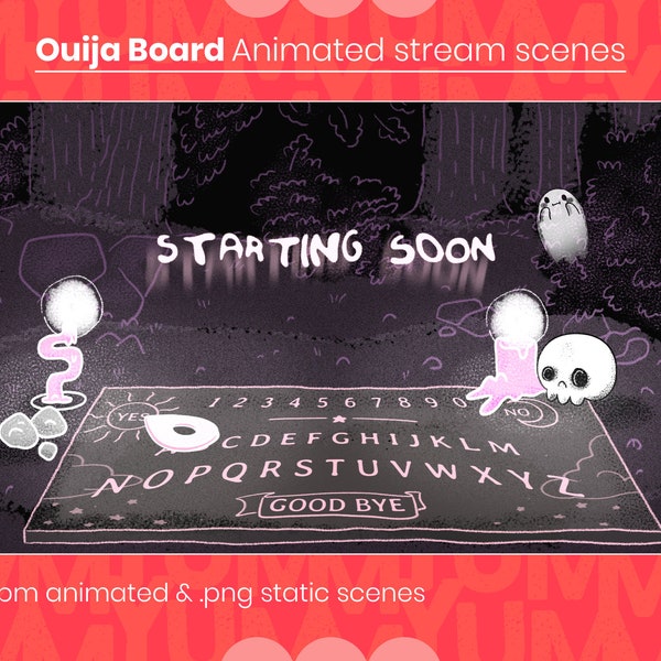 Ouija Board Animated stream screens ・ Cute and spooky halloween ・ Offline, starting, ending, intermission・ Twitch and OBS ・