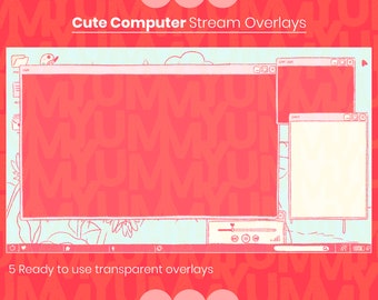 5xStream Screen Overlays ・ Aesthetic Pastel Computer ・ Twitch and OBS streaming ・