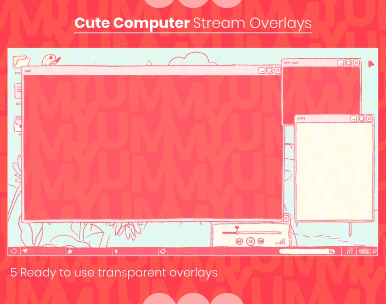 5xstream Screen Overlays Aesthetic Pastel Computer Twitch and OBS ...