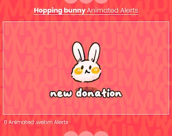 Hopping Bunny Animated Stream Alerts, Easter Twitch Graphics (Webm & Gif)