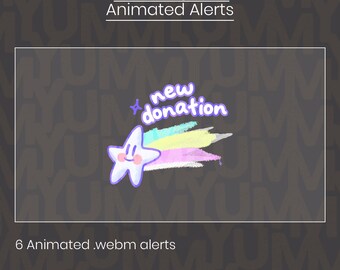 Pastel Crayon Shooting Star Stream Alerts, Animated Twitch Graphics (Webm, Gif)