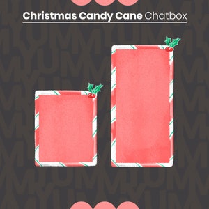 May include: Two red and white striped candy cane chat boxes with green holly and red berries on top. The chat boxes are blank and ready for text.