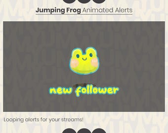 Looping jumping frog stream alerts ・ Donation, follow, subscriber, cheer, host, raid