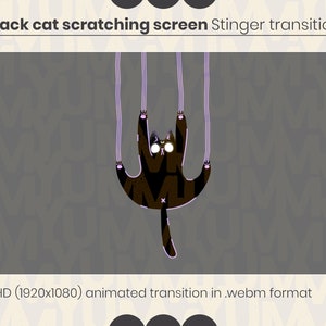Geanimeerde Twitch-stinger Scèneovergang voor je streams ・ Black Cat-krabscherm ・ Halloween-esthetiek