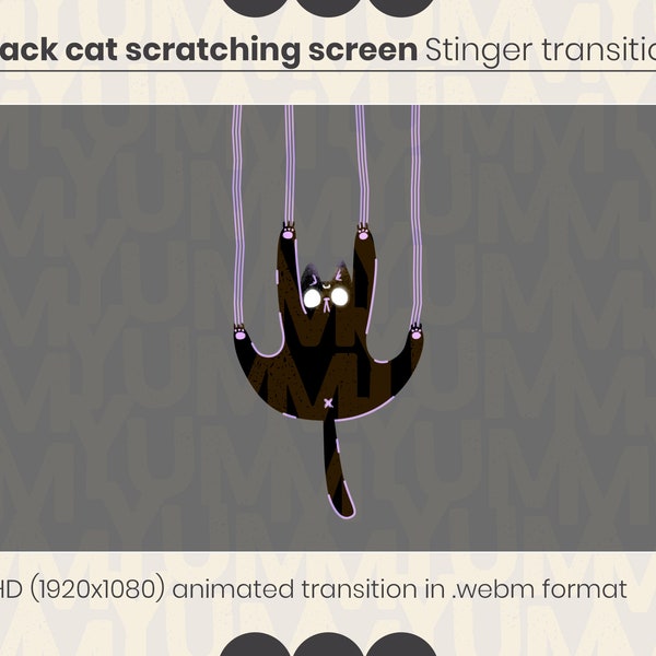 Animated Twitch stinger Scene transition for your Streams ・ Black Cat Scratching screen ・ Halloween aesthetic