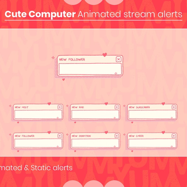Twitch Stream alerts ・ Aesthetic Pastel Computer Interface ・