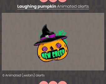 Twitch Stream alerts ・ Animated laughing pumpkin  ・  Spooky cute  ・  Donation, follower, subscriber, cheer, host, raid