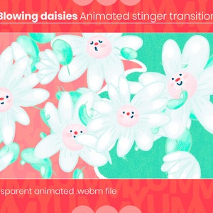 Blowing daisies Animated Twitch stinger Scene transition for your Streams ・ Pastel spring ・ aesthetic ・ Cute crayon flowers ・