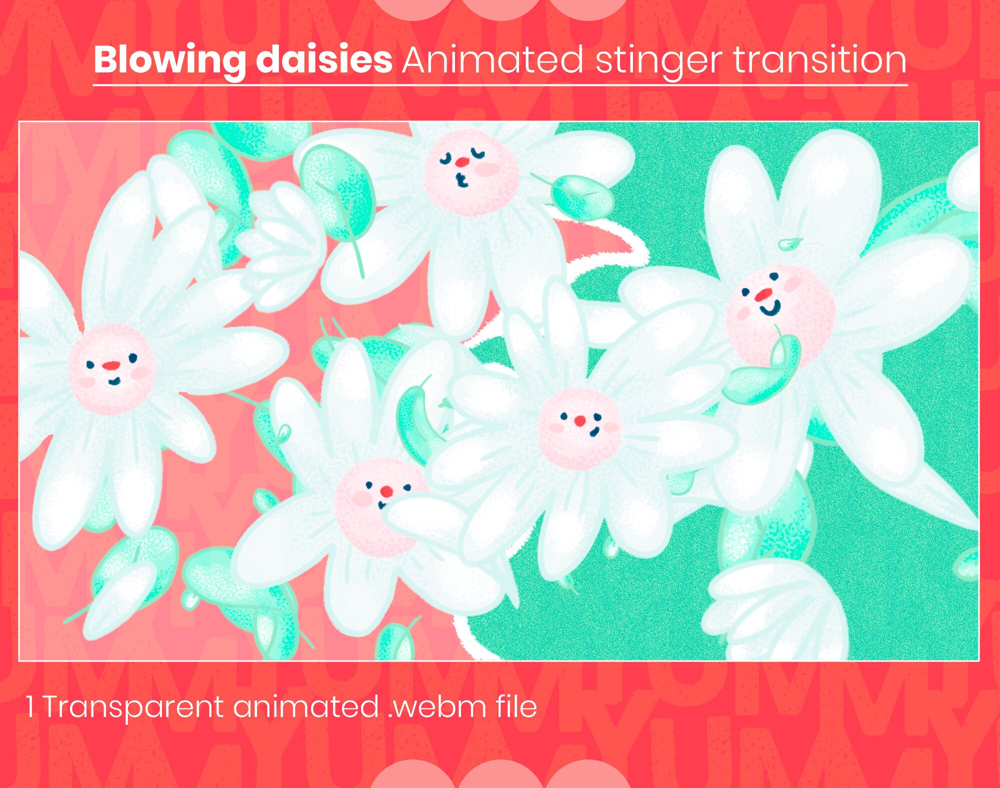 Bläst Gänseblümchen Animierte Twitch Stinger Szene Übergang für Ihre Streams ・ Pastell Frühling ・ Ästhetik ・ Niedliche Buntstift Blumen ・