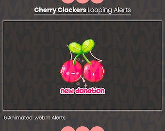 Animated & Adorable Looping Cherry alerts ・ Fun Spring ・ Cherries Clackity-Clack ・ Donation, follow, subscriber, cheer, host, raid