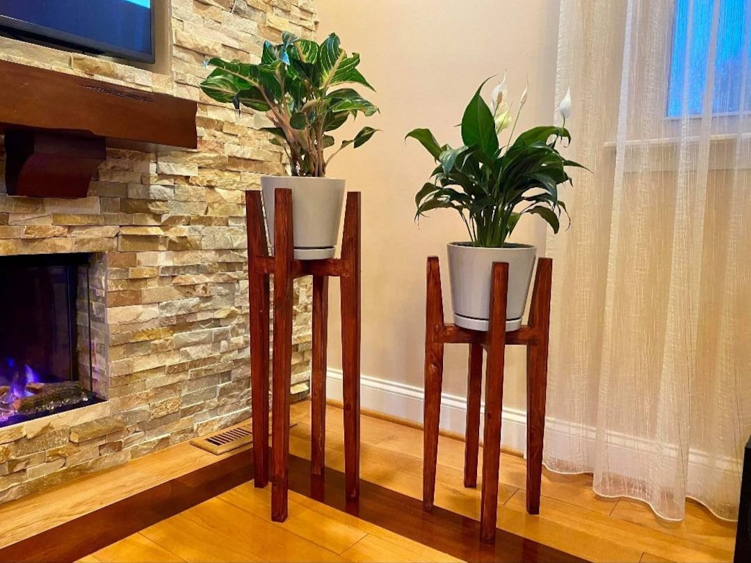 Mid Century Modern Plant Stand: Walnut or Pine, Handmade - Etsy