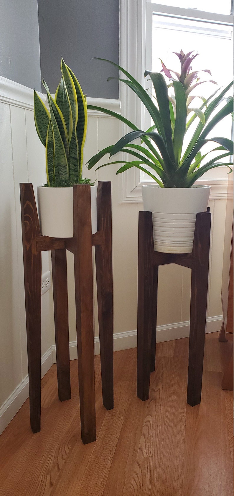 Mid Century Modern Plant Stand: Walnut or Pine, Handmade - Etsy