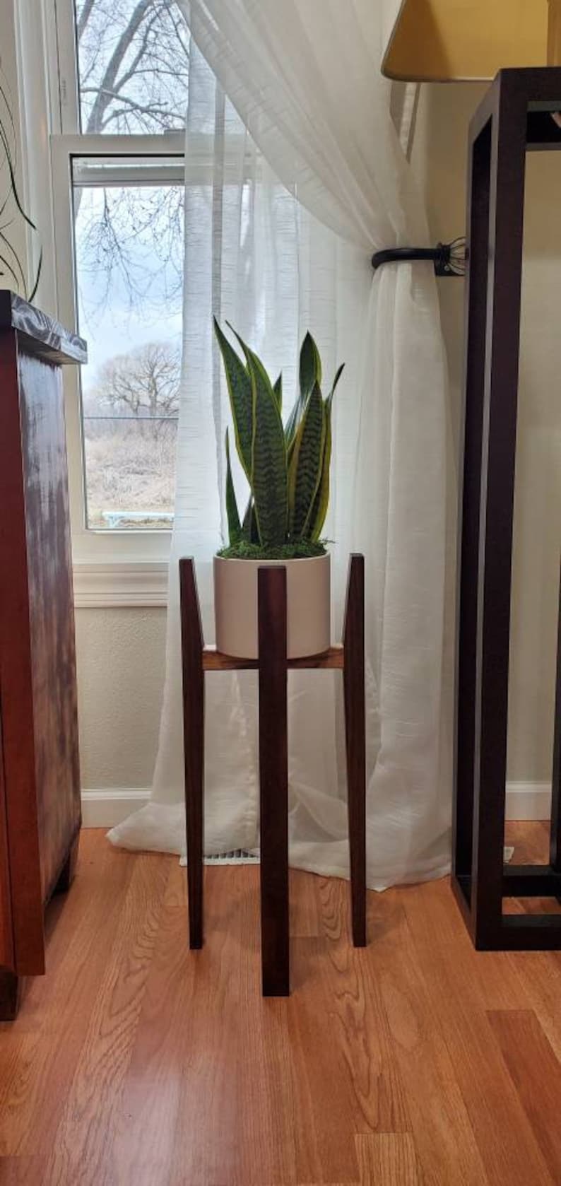 Handmade Walnut Plant Stand: Mid Century Modern Home Decor - Etsy