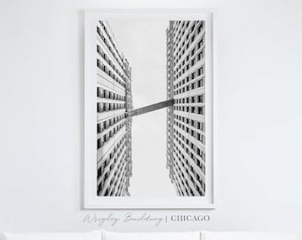 Fotografía del edificio Wrigley en Chicago / Fotografía en blanco y negro de Chicago