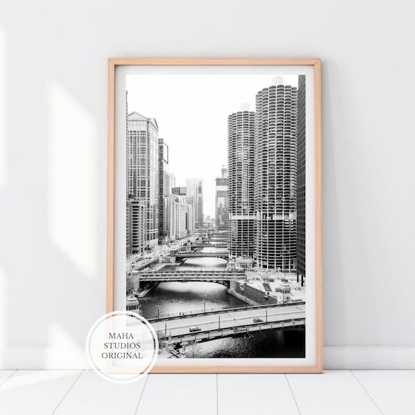 Chicago Photography Black and White | Chicago Photo Print | Chicago Illinois | Chicago Architecture | Chicago Wall Art | Chicago Decor