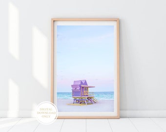Miami Beach Print | Pastel Lifeguard Tower Photography (Digital Download)