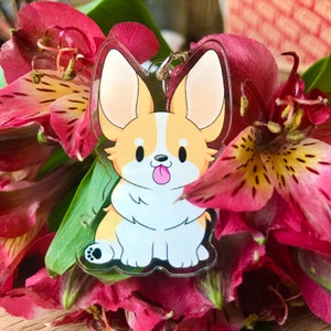 Cute Corgi Dog Acrylic Keyring