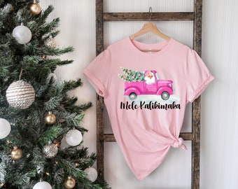 Pink Santa Truck Hawaii Tee, Mele Kalikimaka, Christmas in Hawaiian, Graphic Tees and Tops, Clothing, Holiday Tee, Christmas T-shirt