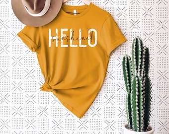 Hello Sunshine Tee, Hello Sunshine Graphic Tee, Graphic Tees, Tees and Tops, Clothing, Summer Shirt, Spring Shirt,Sunshine Shirt,Retro Shirt