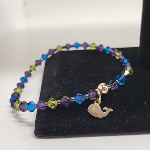 BTS In The Seom KORE Inspired Swarovski Crystal Stretch Bracelet with Gold Plated Whale