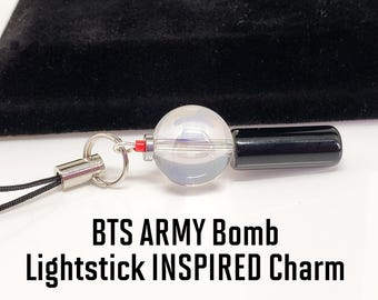 BTS ARMY Bomb Lightstick INSPIRED Charm: Angel Aura Quartz, Black