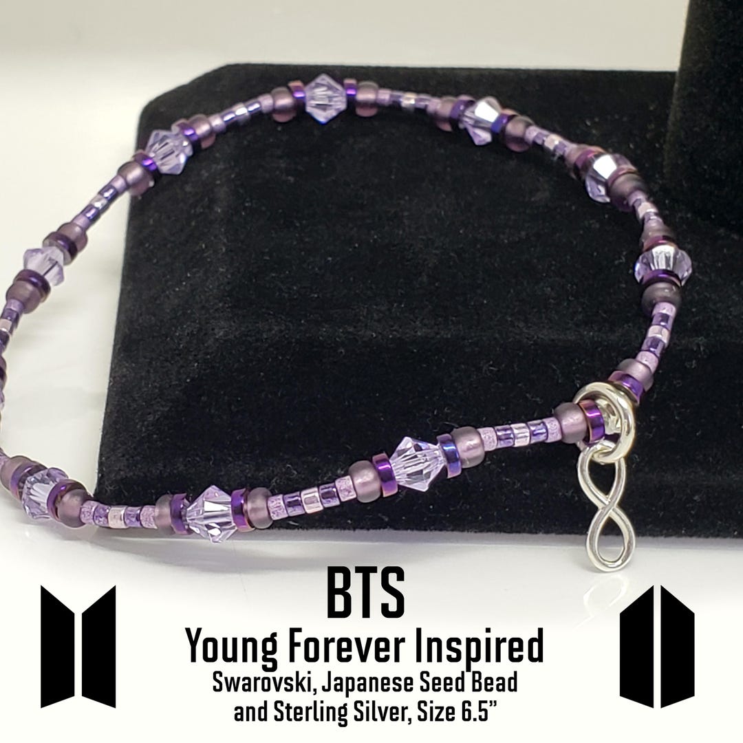 Bts Rhinestone BTS Inspired Swarovski Crystal Bracelet: Sterling Silver Infinity Charm ...