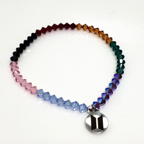 BTS OT7 Fanchant Microphone Colors Inspired Swarovski Crystals and Logo Charm. Size 7 Please Read Description for Sizing Information Etsy UK