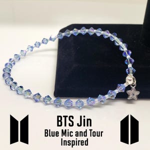 BTS Jin Tour Inspired Swarovski Crystal Bracelet: Sterling Silver Star Charm Size 7.0&quot; - Please read item details for all information