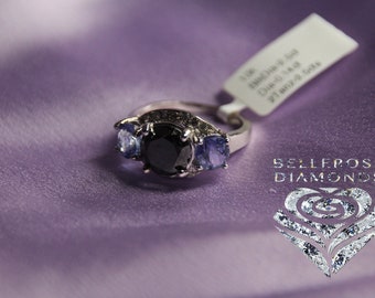 Diamond ring 9800 10k black diamond 2.5ct tanzanite 3.5ct