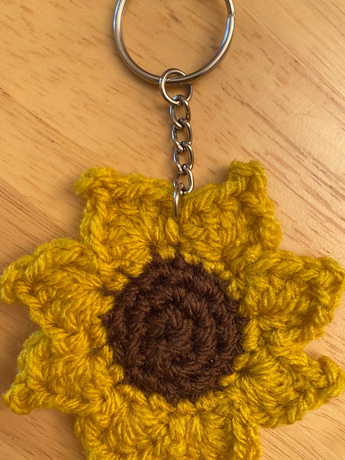 Sunflower keychain Crochet sunflower Crochet keyring Etsy