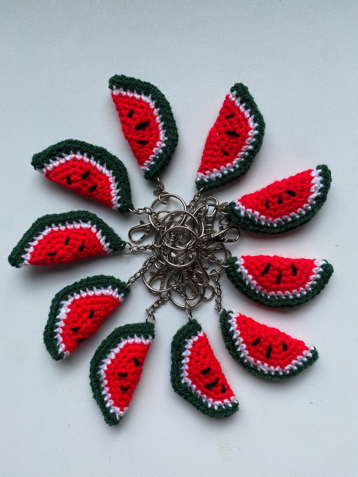 Watermelon Crochet Keychain Fruit Keychain Crochet Keychain Etsy