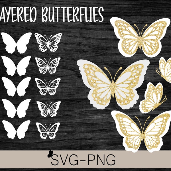 Svg papillon, lot de svg papillon, couches de papillons Bundle fichiers SVG Cricut, papillons, Svg papillon pour Cricut, clipart papillon