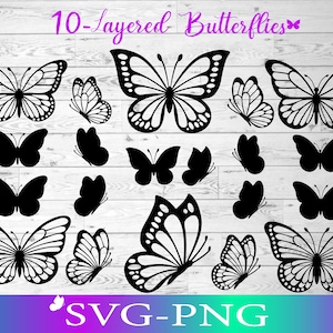 Schmetterlings-Svg, Schmetterlings-Svg-Bundle, geschichtetes Schmetterlings-Bundle Cricut SVG-Dateien, Schmetterlinge, Schmetterling Svg für Cricut, Schmetterling Clipart