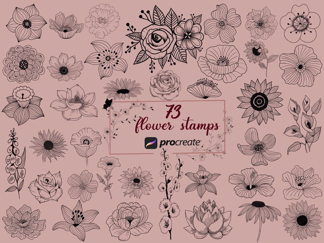 Pocreate Flower Stamps | Procreate Floral Brushset | Procreate ...