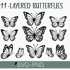 Borboleta svg, pacote de borboleta svg, pacote de borboleta em camadas Cricut SVG Files, borboletas, borboleta svg para Cricut, clipart de borboleta
