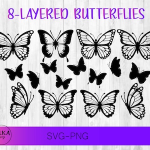 Schmetterlings-Svg, Schmetterlings-Svg-Bundle, geschichtetes Schmetterlings-Bundle Cricut SVG-Dateien, Schmetterlinge, Schmetterling Svg für Cricut, Schmetterling Clipart