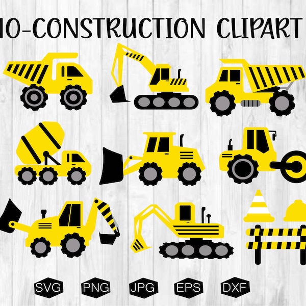 Construction Vehicles Clipart, Construction Svg, Trucks Svg Files, Excavator Svg, Dump Truck Svg, Construction Clipart, Cricut Construction