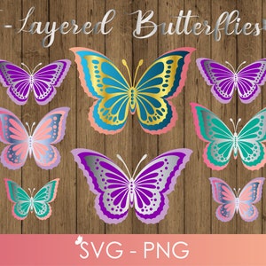 Schmetterling SVG, 3D Schmetterling svg, Schmetterling Vorlage, kommerzielle Nutzung, druckbare Schmetterlinge, Layered Schmetterling Bundle Cricut SVG-Dateien