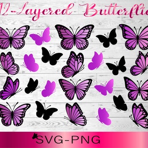 Schmetterlings-Svg, Schmetterlings-Svg-Bundle, geschichtetes Schmetterlings-Bundle Cricut SVG-Dateien, Schmetterlinge, Schmetterling Svg für Cricut, Schmetterling Clipart