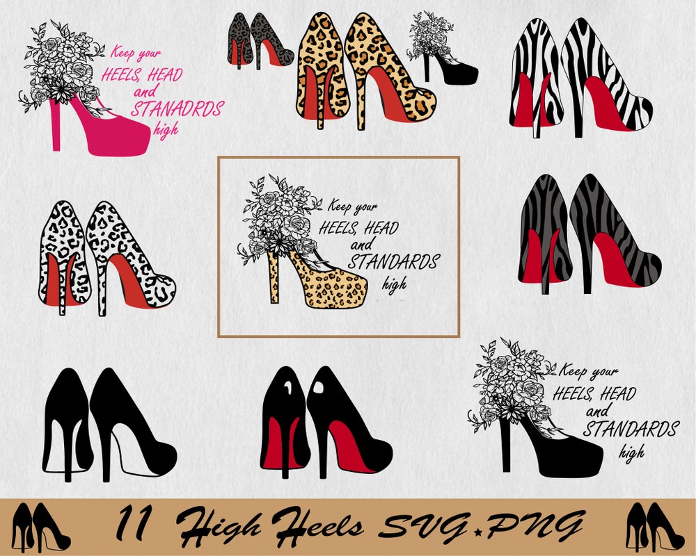 High Heels Zebra, High Heels Leopard Svg,High Heels Svg, Shoes Bundle, High Heels Flower, Fashion And Glamour Svg Bundle Moderndaydecors