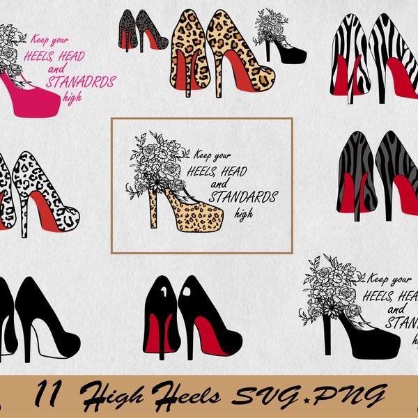 High Heels SVG, High Heels Leopard SVG, High Heels Zebra, High heels flower, Shoes bundle, Fashion and Glamour SVG Bundle