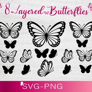 Schmetterlings-Svg, Schmetterlings-Svg-Bundle, geschichtetes Schmetterlings-Bundle Cricut SVG-Dateien, Schmetterlinge, Schmetterling Svg für Cricut, Schmetterling Clipart