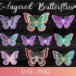 Butterfly SVG, 3D Butterfly svg, Butterfly template, commercial use, Printable Butterflies, Layered Butterfly Bundle Cricut SVG Files