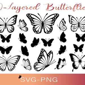 Borboleta svg, Pacote de borboleta svg, Pacote de borboleta em camadas Arquivos Cricut SVG, Borboletas, Borboleta Svg para Cricut, Borboleta Clipart