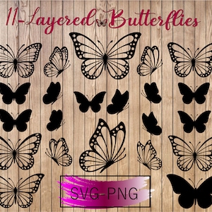 Schmetterlings-Svg, Schmetterlings-Svg-Bundle, geschichtetes Schmetterlings-Bundle Cricut SVG-Dateien, Schmetterlinge, Schmetterling Svg für Cricut, Schmetterling Clipart