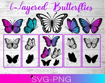 Butterfly svg, Butterfly svg bundle, Layered Butterfly Bundle Cricut SVG Files, Butterflies, Butterfly Svg for Cricut, Butterfly Clipart